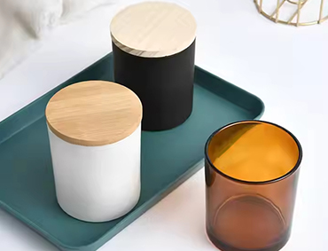 7oz 215ml Empty Amber Black White Frosted Candle Holders Glass Candle Jars with Bamboo Aluminum Cover