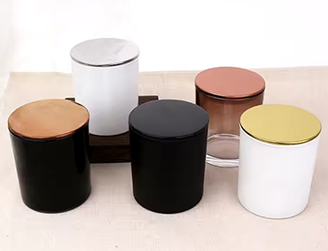 Colorful Empty Glass Candle Jars 10oz 315ml Candle Holders Stand with Zinc Alloy Cover