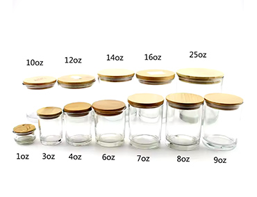 Wholesale Empty 1oz 3oz 4oz 6oz 7oz 8oz 9oz 10oz 12oz 14oz 15oz 16oz 25oz Glass Candle Jars Containers With Bamboo Wood lids