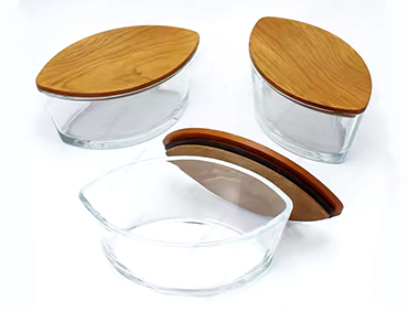 Wholesale Luxury Woodwick Oval 450ml Clear Boat Shape Candle Jars With Wooden Lids