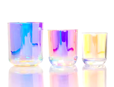 wholesale luxury iridescent candle jar 8oz 16oz 10oz iridescent empty glass candle jars with lids