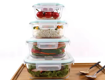 300ml 520ml 800ml 1200ml Square Shape Glass Containers for Food with Lid