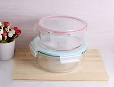 BPA free round borosilicate glass bowl with plastic lids wholesale