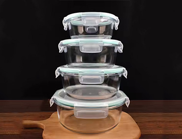 Oval Home Storage ORG Microwave Safe Borosilicate Glass Food Container Meal Prep Food Container with Plastic Vent Lid