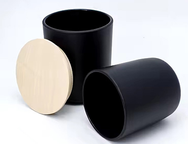 Popular FREE SAMPLE Empty GLASS CANDLE Container 6OZ 8OZ 10OZ ROUND WHITE Frosted Black Glass Candle Jars With Wooden Lids