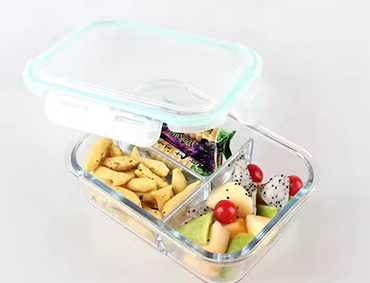 BPA free high borosilicate meal prep container 3 compartment lunch box bento box 860ml